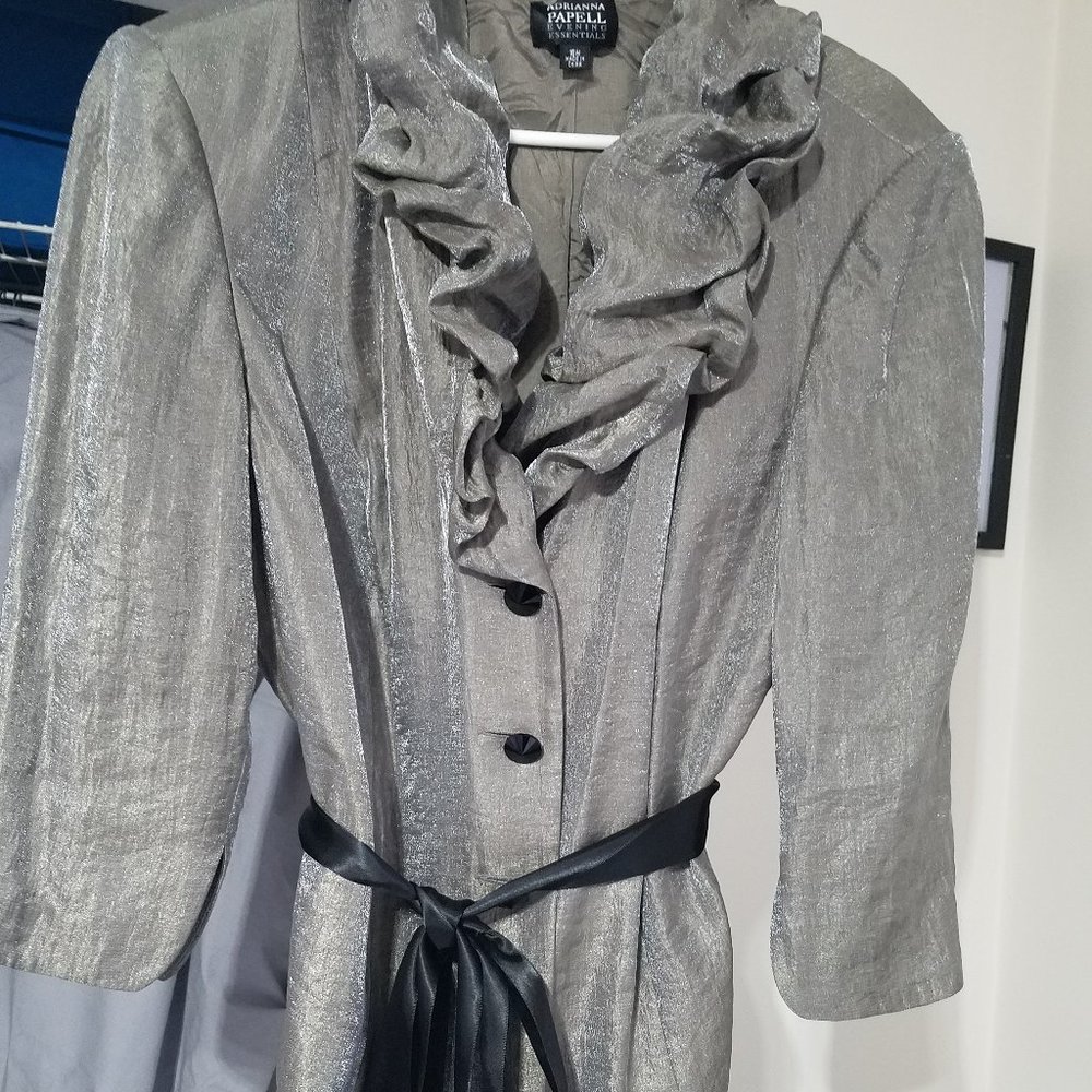 Gray  & black  Classy Shiny Evening top XL
